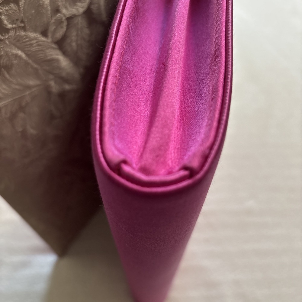 PHILIP TREACY LONDON ELEGANT CLASSIC LARGE PINK FLAP SILK CLUTCH BAG Formal - Picture 11 of 16